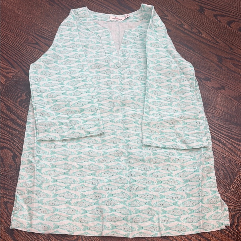Vineyard Vines Kids Swim Coverup in Aqua and White